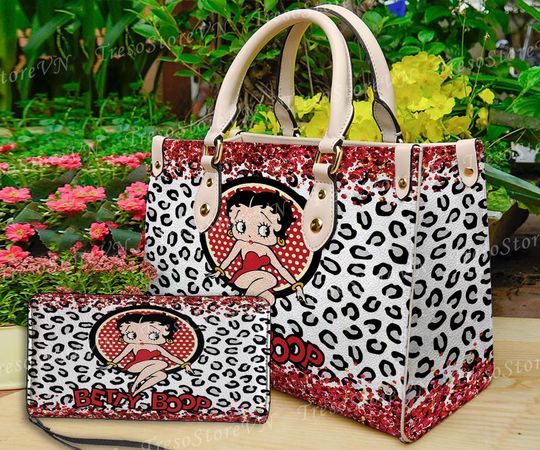 Discover Betty Boop Cartoon Women Leather Handbag,Betty Boop Wallet,Betty Boop Lover's Handbag,Custom Leather Bag,Personalized Bag, Gift For Mom.