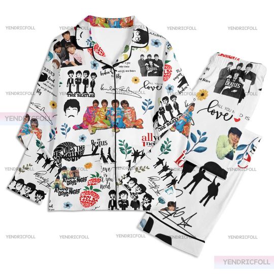 Discover Rock Band Unisex Long Sleeve Adult Nightwear Pajama Set, Rock Band Thick Pajamas, Adult Pajamas Set, Silk Pajamas Set, Christmas Gifts