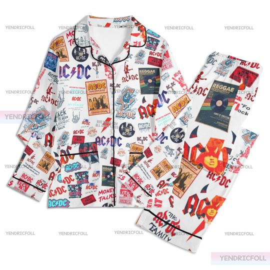 Discover Rock Band Unisex Long Sleeve Adult Nightwear Pajama Set, Adult Pajamas Set, Rock Band Thick Pajamas, Silk Pajamas Set, Christmas Gifts