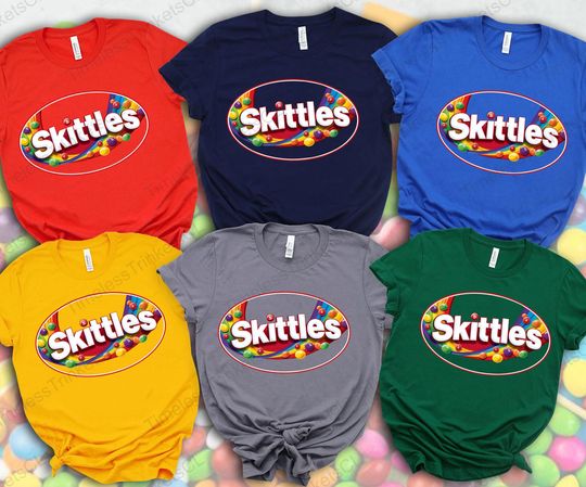 Skittles Candy Halloween Matching Shirt, Sweet Costume, Colorful Parody Top, Family Matching Outfit, Cute Group Party Shirt Softball Costume