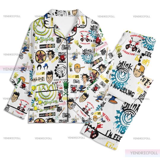 B182 Music Unisex Long Sleeve Adult Nightwear Pajama Set, B182 Pajamas, Adult Pajamas Set, Silk Pajamas Set, Music Pajama Set Gift