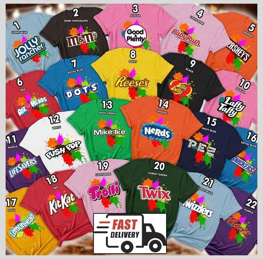 Discover Halloween Shirt Nerds Candy & Chocolate Bar Group Costume, Halloween Costume For Family Group T Shirt, Snack Bar Team Shirt