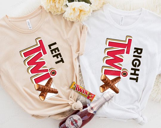 Discover Couple Twix Halloween Shirt, Left & Right Candy Costume Tee 2025, Funny Matching Outfit, Retro Sweet Parody Top, Best Friend Squad Tee