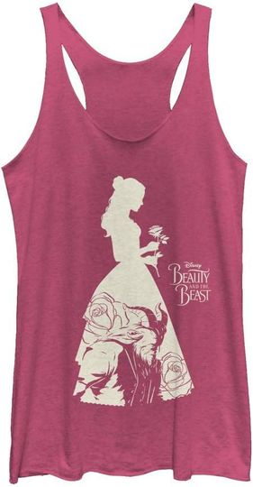 Discover Fifth Sun Disney Beauty Live Action Beast Belle Silhouette Women's Racerback Tank Top