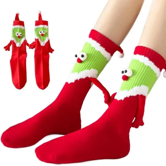 Christmas Magnetic Hand Holding Socks Hand in Hand Socks Funny Socks Men Women