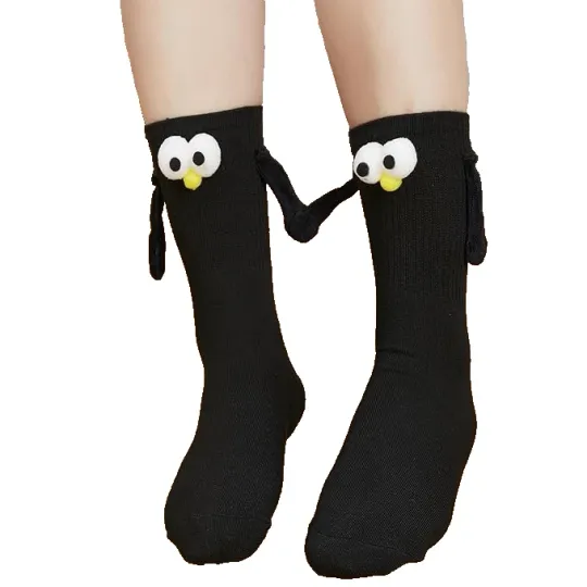 Smilelife Black Unisex Eye Hand Holding Ankle Socks