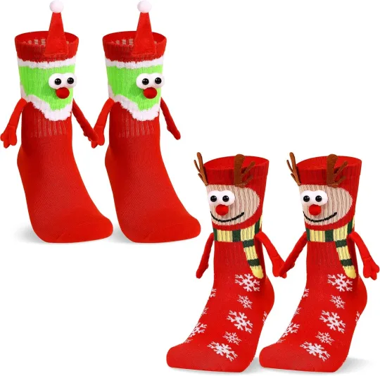 Christmas Socks, Magnetic Hand Holding Socks, Funny Christmas Stocking