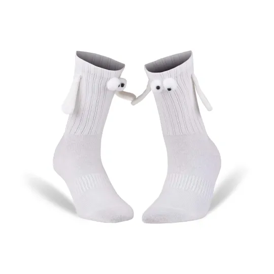 Magnetic Couple Socks White 1 Pair Matching Holding Hands Gift