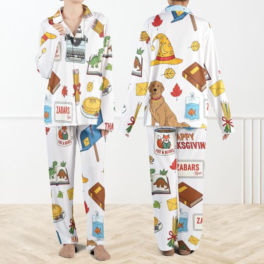 You've Got Mail Silky Satin Pajama Set For Women, Cozy Fall Sleepwear, Thanksgiving Movie Pajama Set, Book Lover Loungewear