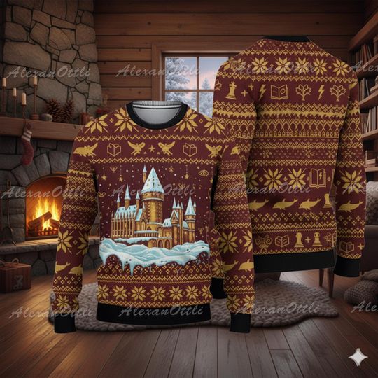 Discover Magical Witch Holiday Ugly Christmas Sweater, Spooky Festive Jumper, Cozy Witchy Xmas Shirt, Funny Halloween Christmas Sweater