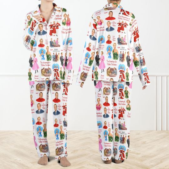 Discover White Christmas Sisters Casual Pajama Set For Women, Vintage Movie Pajamas, Retro Christmas Sleepwear Set, Matching Family Christmas Outfit