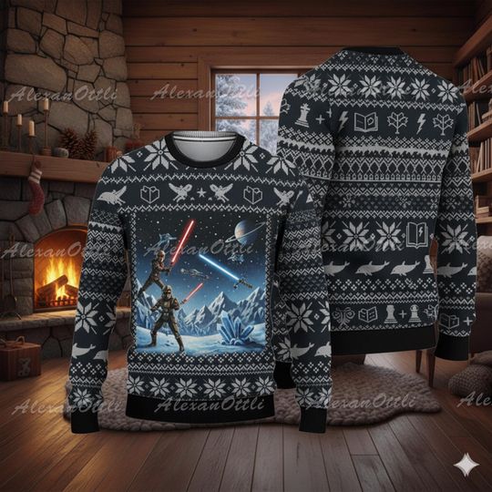 Sci-Fi Themed Ugly Christmas Sweater, Funny Space Holiday Jumper, Alien Xmas Sweater, Holiday Gift