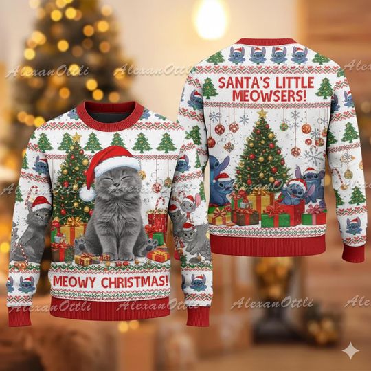 Discover Funny Cat Christmas Ugly Sweatshirt, Christmas Tree Killer Sweater, Holiday Sweatshirt, Gift for Cat Lovers, Xmas Gift