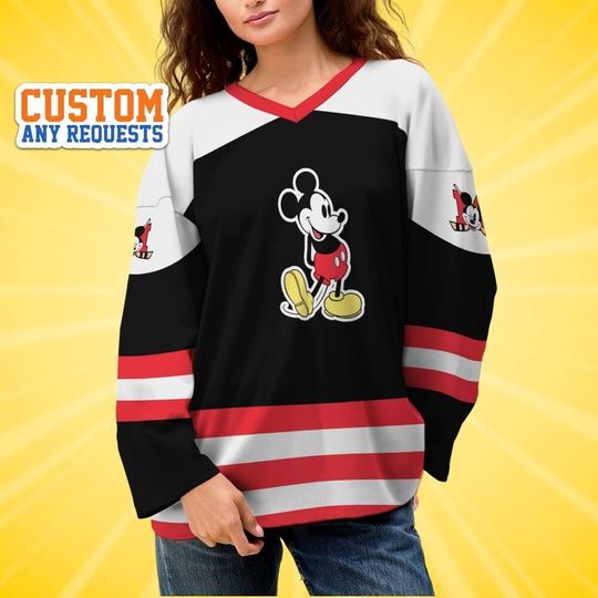 Discover Custom Classic Mickey Color Hockey Jersey, Disney Baseball Jersey Sports, Cute Birthday Gifts For Fans, Disneyland Family