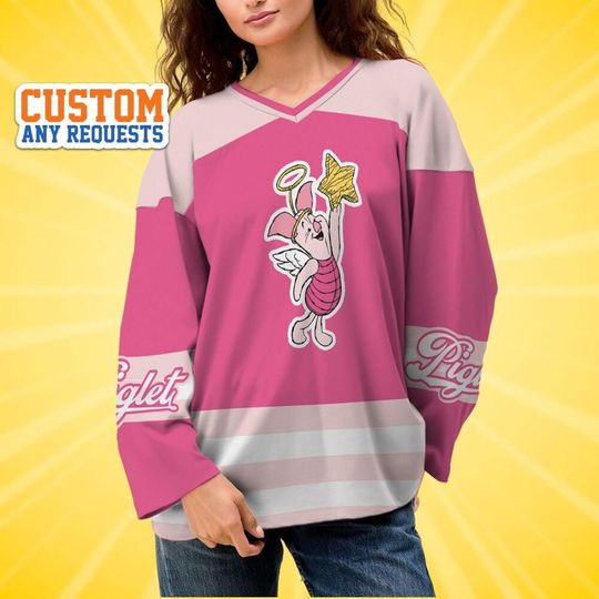 Discover Custom Christmas Piglet Color Basic Hockey Jersey, Disney Baseball Jersey Sports, Cute Birthday Gifts For Fans, Disneyland Family