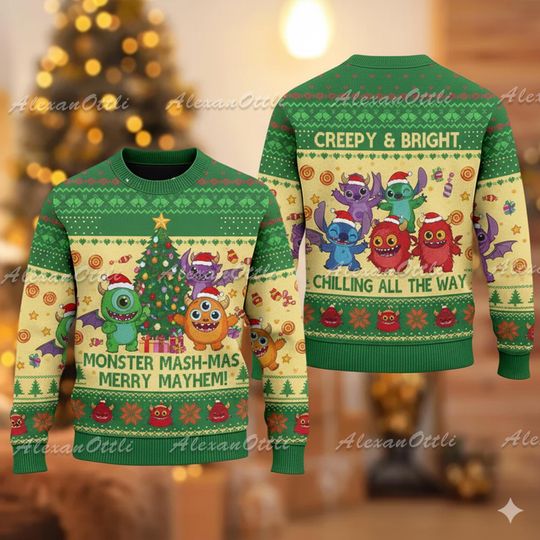 Discover Christmas Santa Stitch Ugly Sweater, Merry Stitchmas Sweater, Lilo & Stitch Holiday Gift for Her, Family Trip Sweater