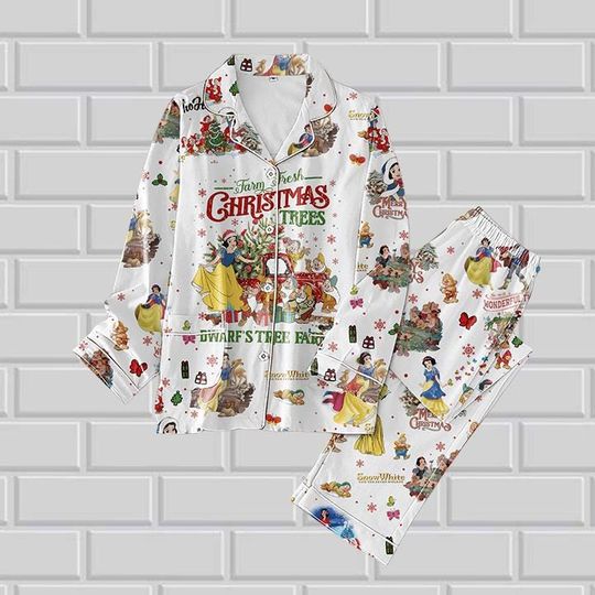 Discover Snow White Women Pajamas, Disney Princess Pajamas Set, Disney Land Holiday Pajamas, Seven Dwarfs Christmas Pajamas, Disney Girls Trip Gifts