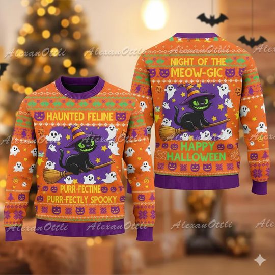 Discover Gnome Halloween Sweatshirt, Funny Ugly Halloween Sweater, Spooky Gnome Costume, Halloween Party Gift