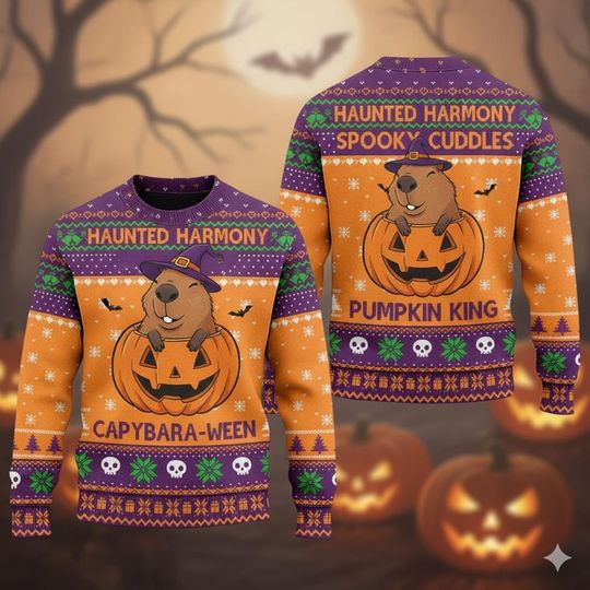 Discover Capybara Halloween Sweatshirt, Funny Capybara Costume Shirt, Spooky Halloween Animal, Cute Capybara Party Gift