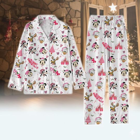 Discover Disney Mickey And Friends Christmas Pajamas, Mickey Pluto Goofy Women Pajamas, Disneyland Holiday Pajamas, Magic Kingdom Gift