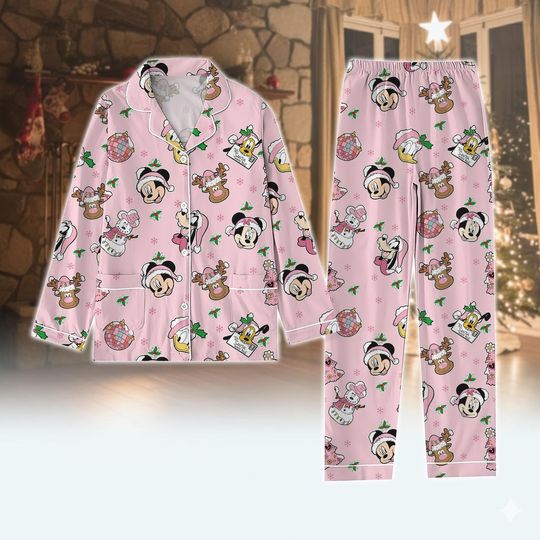 Discover Mickey Mouse Christmas Pajamas, Disney World Holiday Pyjamas, Mickey And Friends Shirt, Disneyland Pjs, Magic Kingdom Gift