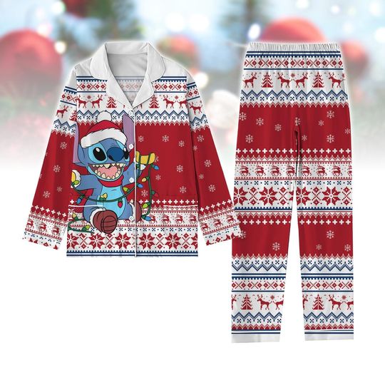 Discover Disney Stitch Pajamas Set, Stitch Matching Family Pjs, Lilo Stitch Christmas Sleepwear, Holiday Stitch Pajamas, Cute Gift Pajamas Set