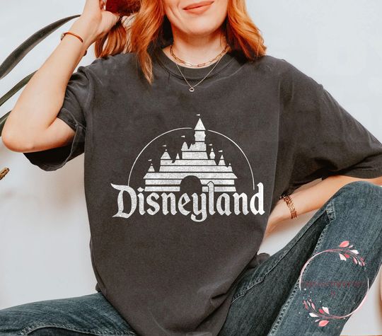 Discover Retro Disneyland Castle Shirt | Vintage Style Navy Disney Tee for Park Trips & Family Outfits | 70s Inspired Disney Magic Kingdom Shirt