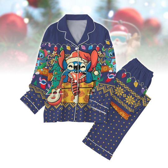 Discover Disney Stitch Pajamas Set, Lilo & Stitch Holiday Pjs, Matching Family Stitch Sleepwear, Christmas Fandom Pajamas, Cartoon Gift Set