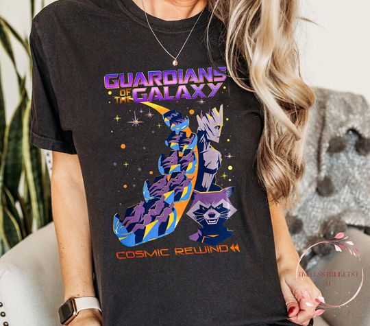 Discover Retro Guardians of the Galaxy Shirt | Cosmic Rewind Disney Tee with Groot & Rocket | Vintage Epcot Ride Shirt | Gift for Marvel Fans