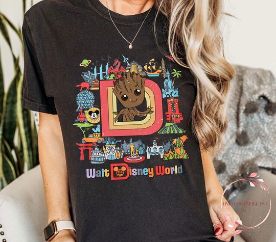 Discover Retro Groot Disney World Shirt | Vintage Baby Groot Theme Park Tee | Comfort Colors Shirt for Marvel Fans | Disney Gift for All Ages