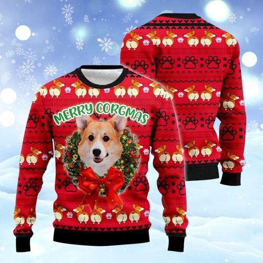 Discover Corgi Dog Ugly Christmas Sweater, Merry Corgmas Holiday Sweater