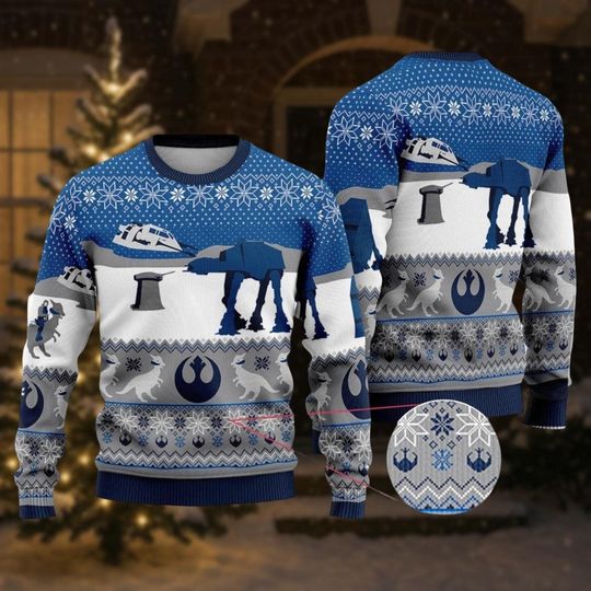 Discover Star Wars Ugly Christmas Sweater, AT-AT Hoth Xmas Sweater, Disney Movie Christmas Gifts For Men and Women, Xmas Gift For Kids