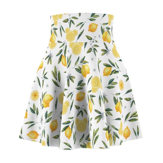 Discover Lemon Print Women's Skater Skirt, Hidden Mickey Skirt for Disneyland or Disneyworld