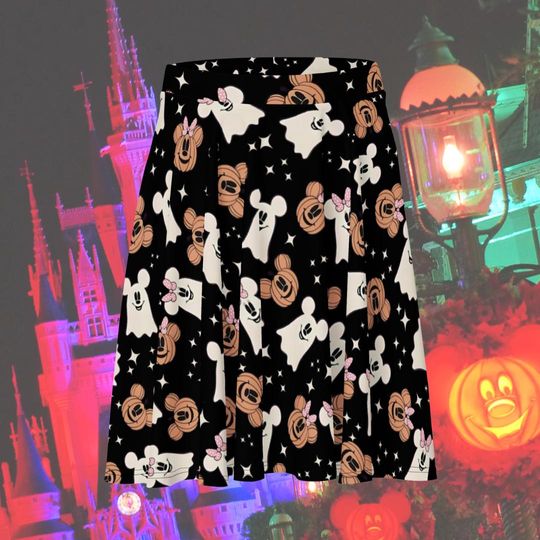 Discover Mickey Minnie Mouse Pumpkin Ghost Halloween Skater Skater Skirt