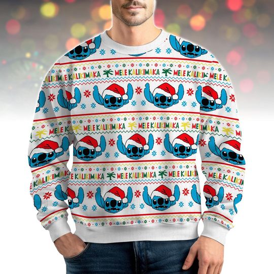 Discover Stitch Ugly Christmas Sweater, Lilo And Stitch Holiday Sweater, Cute Disney Xmas Pullover, Funny Christmas Gifts, Disney Ugly Sweater
