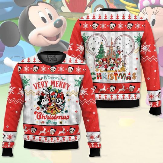 Discover Christmas Disney Mickey's Very Merry Christmas Party Ugly Sweater, All Over Print 3D Ugly Sweater Gift For Her Mother, Family Trip Xmas