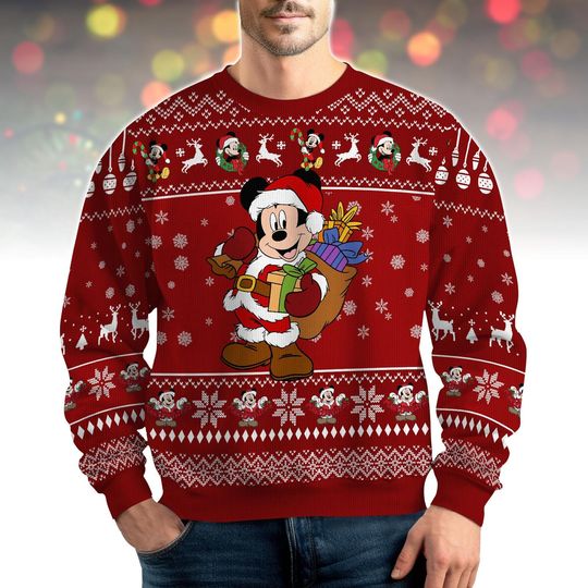 Discover Mickey Mouse Ugly Christmas Sweater, Disney Holiday Sweater, Mickey And Friends Xmas Ugly Sweater, Cute Disney Gift, Christmas Gift