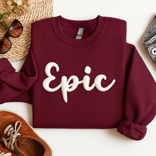 Grin Embossed Sweatshirt, Puff Print Holiday Crewneck