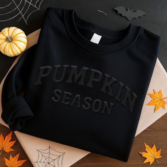 Pumpkin Season Embossed Sweatshirt, Halloween Spooky Sweater