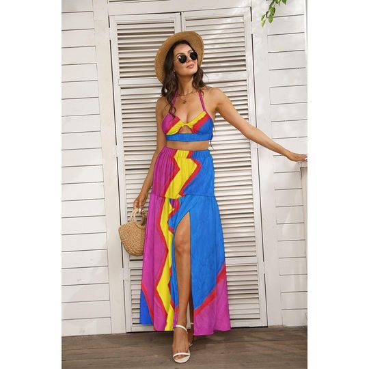 All-over print women's tie back wrap dress