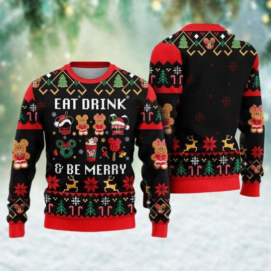 Discover Mickey Ugly Christmas Sweater, Minnie Mouse Xmas Sweatshirt, Disney Snacks Christmas Trip Shirt, Disneyland Xmas Sweater