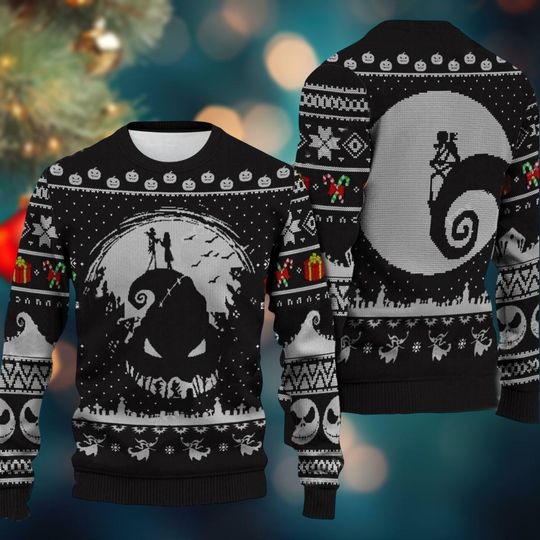 Discover Jack And Sally Oogie Boogie Christmas Sweater, Disney Xmas Sweater, Nightmare Before Christmas Shirt, Holiday Sweater, Movie Lover Gift