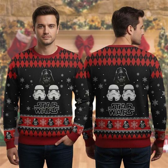 Discover Star Wars Ugly Christmas Sweater, Darth Vader Stormtrooper Sweater, Christmas Gifts for Men and Women, Disney Movie Xmas Shirt For Kids