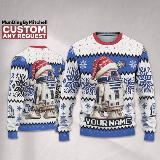 Personalized Christmas R2-D2 Ugly Sweater, Disneyland Shirt, Star Wars Sweater, Matching Family Oufit, Christmas Gift, Birthday Gift