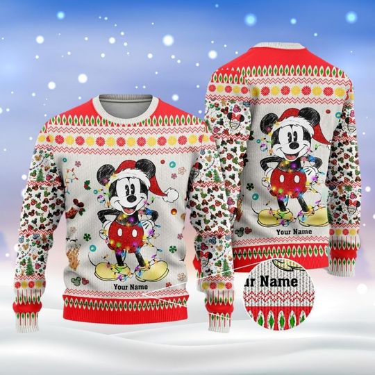 Discover Personalized Mickey Christmas Ugly Sweater, Disney Mickey Ugly Sweater, Mickey Mouse Xmas Shirt, Disney Trip Shirt, Gift For Her
