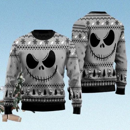 Discover Horror Character Ugly Christmas Sweater, Nightmare Holiday Jumper, Spooky Skeleton Xmas Sweatshirt, Creepy Winter Gift 2025