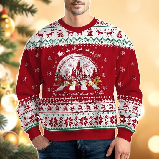 Discover Mickey And Friends Christmas Ugly Sweater, The Most Magical Place On Earth Shirt, Magic Kingdom Sweater, Disney Mickey Mouse Sweater