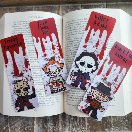 Horror Movie Bookmarks, Slasher Bookmarks, Michael Myers, Thriller Reads, Iconic Villains