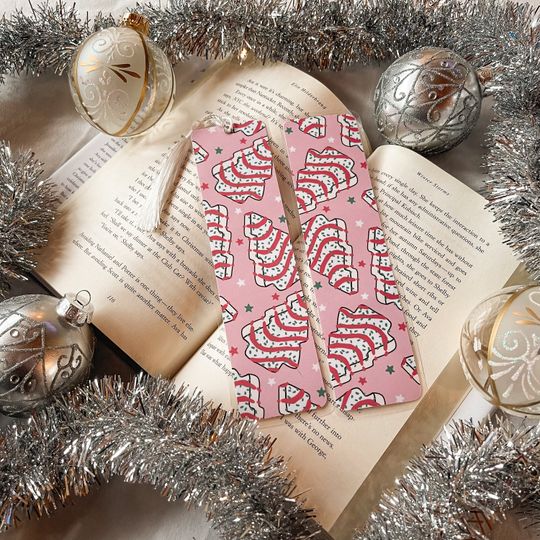 Discover Christmas Tree Cake Cute Pink Holiday Bookmark