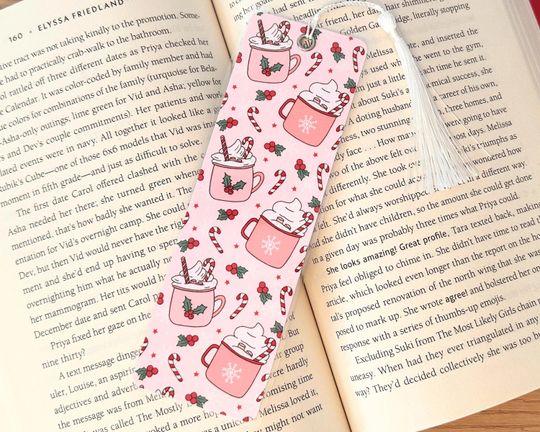 Discover Christmas Peppermint Bookmark, Handmade Book Lover Gift, Laminated Tassel Bookmark, Bookish Merch